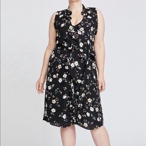 Eloquii Fit and Flare Floral Dress tie waist Sz 20